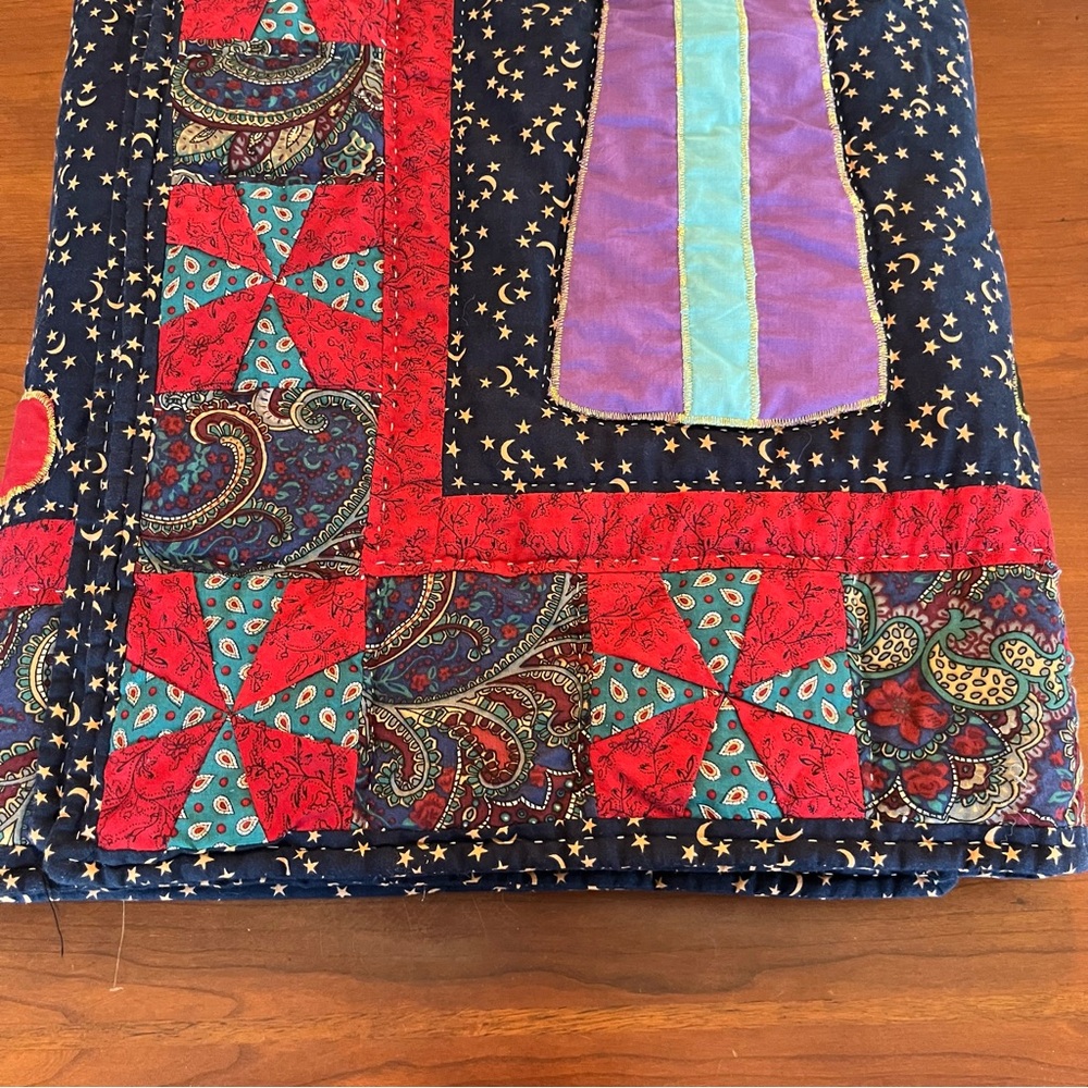 Handmade Nativity Scene Quilt Throw Christmas Holiday Decor Cotton Multicolor - Picture 11 of 12